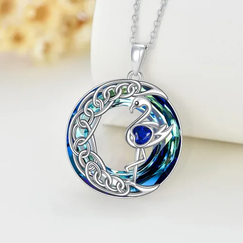 Vista 5 de TOUPOP Regalo del día de la madre para mamá, collar de flamenco para mujer, plata de ley 925, colgante de flamenco, regalo de flamenco para ella