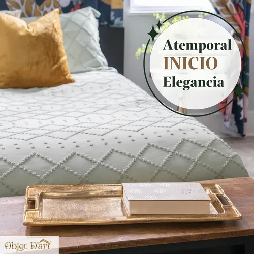Vista 7 de Bandejas decorativas doradas de Objet D’Art, bandeja rectangular de bar Beaufort para sala de estar, otomana y mesa de café, juego de 2 bandejas