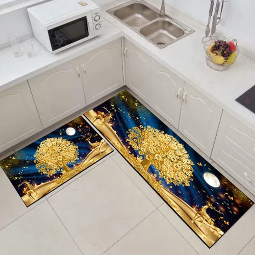 Vista 18 de Alfombras de cocina coloridas para piso, alfombras de cocina antideslizantes, juego de tapetes de cocina de granja, alfombras y tapetes de cocina