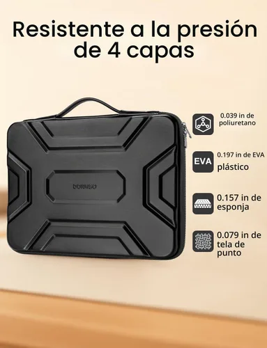 Vista 2 de DOMISO Funda para laptop de 13 pulgadas con asa, a prueba de golpes y resistente al agua, funda protectora de EVA para laptop de 13 a 13.3 pulgadas