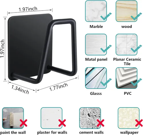 Vista 7 de Soporte de esponja para fregadero de cocina (paquete de 2), soporte de esponja de fregadero adhesivo fuerte, soporte de esponja de acero inoxidable