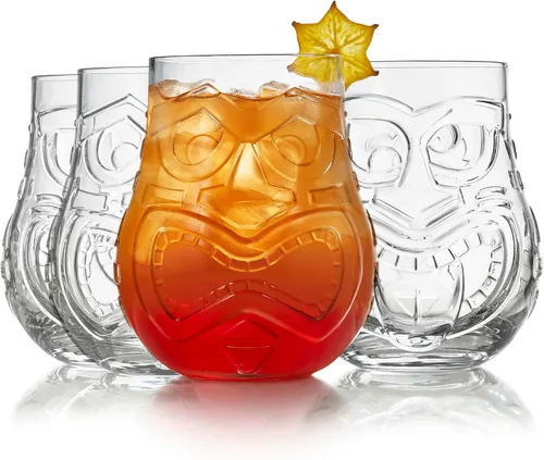 Vista 8 de Libbey Juego de 4 vasos altos para cóctel Tiki de bambú, vasos icónicos de 16 oz, vasos modernos para cócteles Highball