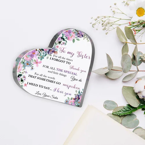 Vista 3 de Regalo de agradecimiento para mujeres, regalos de hermana, regalo de amistad, recuerdo de acrílico para mujeres, hermana, mejores amigos, regalo