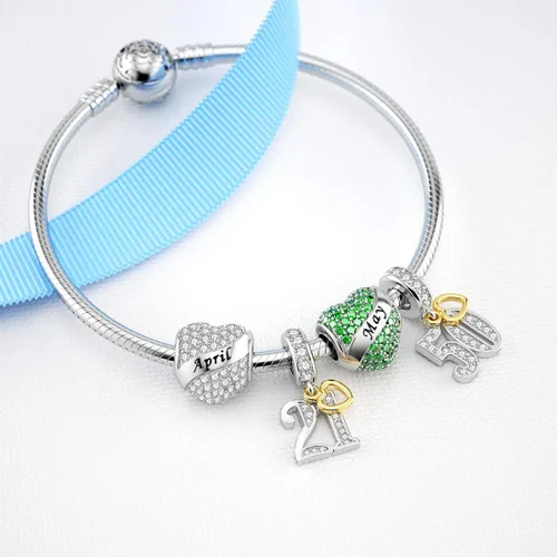 Vista 3 de Abalorio Dalaran de plata de ley 925 con forma de corazón, para brazalete, feliz cumpleaños, para mujer