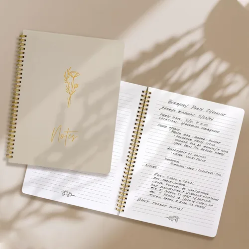 Vista 4 de ZICOTO Cuaderno estético en espiral para mujer, bonito cuaderno de notas con rayas universitarias de 10.5 x 8.5 pulgadas, con bolsillos grandes
