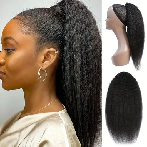 Vista 11 de Extensiones de cabello rizado para cola de caballo, cabello rizado para cola de caballo, extensión de cabello humano virgen brasileño