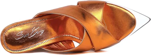 Vista 3 de sun gurg Sandalias de tacón grueso para mujer con puntera puntiaguda