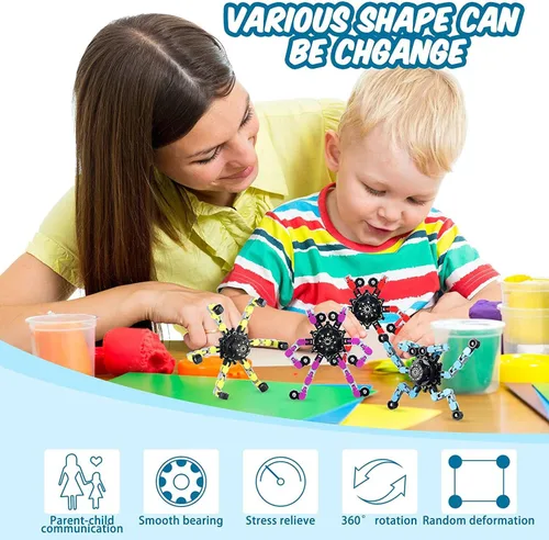 Vista 4 de 18 piezas de juguetes fidget spinners al azar, juguetes de dedo de robot deformables de bricolaje, spinner de descompresión, juguetes de giroscopio