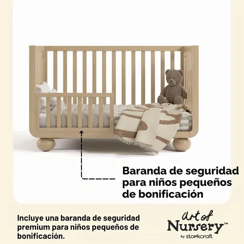 Vista 9 de Storkcraft Amalfi - Cuna convertible 5 en 1 con barandilla para niños pequeños, madera flotante Driftwood
