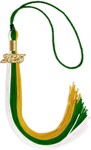 Vista 89 de Endea - Borla de graduación de triple color con gota de fecha dorada (negro/dorado/granate, 2020)