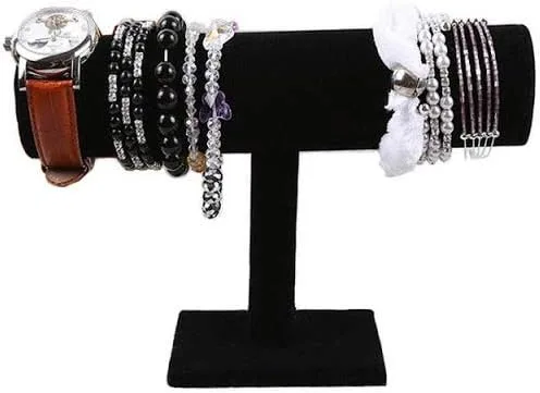 Vista 8 de Comelyjewel Juego de 2 joyas con barra en T de terciopelo negro de 1 fila, organizador de accesorios para espectáculos de eventos, soporte