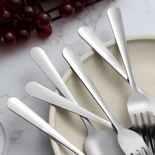 Vista 4 de Unokit Juego de cubiertos de 24 cucharas y tenedores – Tenedores y cucharas de acero inoxidable de grado alimenticio para el hogar, cocina