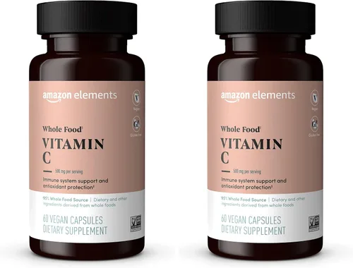 Vista 6 de Amazon Elements - Vitamina C integral, 95% fuente de alimentos integrales, ingredientes dietéticos y otros derivados de alimentos integrales