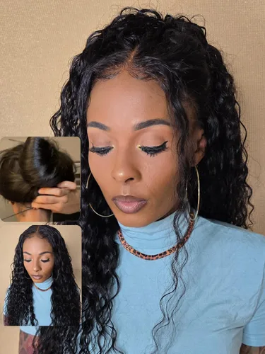Vista 8 de Nadula Pre Everything - Pelucas de cabello humano ondulado con encaje frontal HD de 13 x 4 pulgadas, sin pegamento, con cordón invisible, mojado