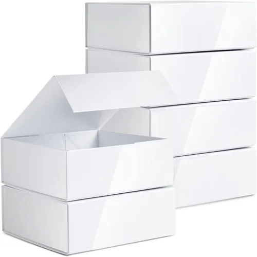 Vista 12 de Stockroom Plus Cajas de regalo con tapas, 9.5 x 9.5 x 3.5 pulgadas, paquete de 6 unidades, color negro brillante, cierre magnético y fundas