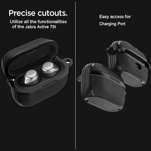Vista 8 de Compatible con Jabra Elite 75t / Elite Active 75t Funda frontal LED visible de cuerpo completo TPU militar duro carcasa protectora con llavero