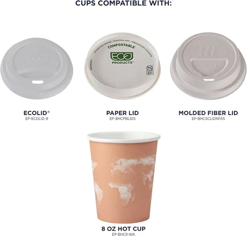 Vista 7 de ECO PRODUCTS World Art - Tazas de café desechables, tazas de papel, 8 onzas