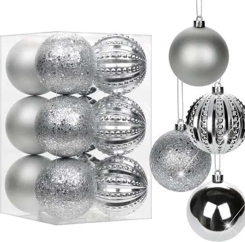 Vista 9 de Adornos de bolas de Navidad negras de 2.36 pulgadas, 25 piezas inastillables, set de adornos de Navidad, bolas de Halloween, adorno negro para árbol