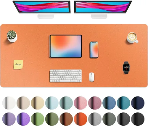 Vista 73 de Aothia - Protector de escritorio de cuero sintético grande, base antideslizante para mouse y superficie para escribir, impermeable, fácil de Agua
