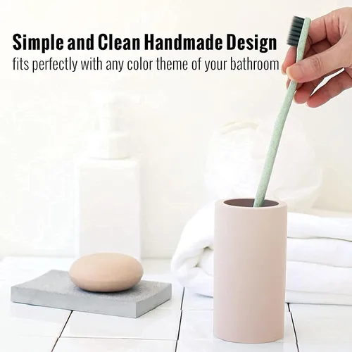 Vista 4 de Soporte de cepillo de dientes beige para baño, absorción de agua, secado rápido, diatomita, soportes para cepillos de dientes eléctricos, pasta