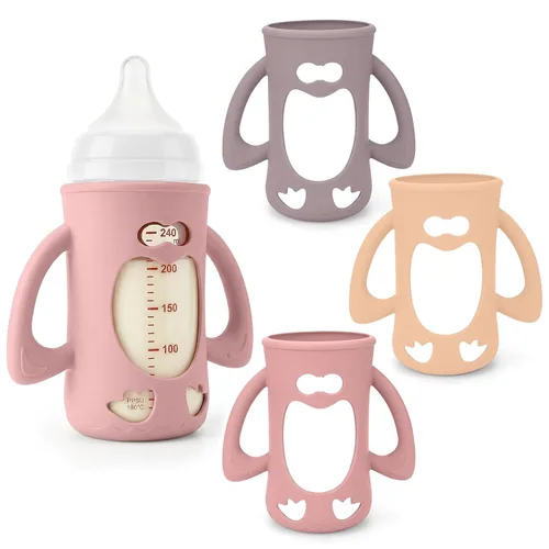 Vista 8 de Paquete de 3 asas y soportes para biberones para paloma y rosa+beige+gris