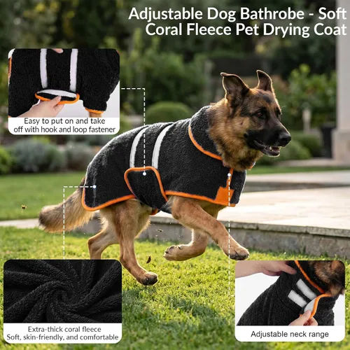 Vista 4 de Bienbee Albornoz para perro, súper absorbente para perros pequeños a Negro