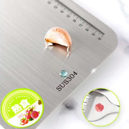 Vista 7 de Tabla de cortar tabla de cortar pequeña bandeja para servir, tabla de cortar de acero inoxidable para cocina, tabla de cortar resistente, bloque