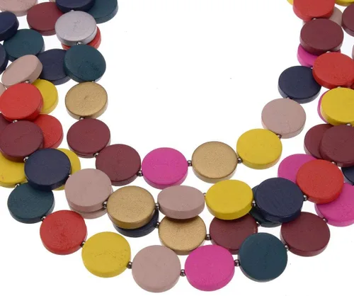 Vista 3 de Chunky Wooden Choker Necklace and Earrings Set for Women Girls,Colorful Bib Layered Necklace Boho Earrings,Handmade Statement African Jewelry Gifts