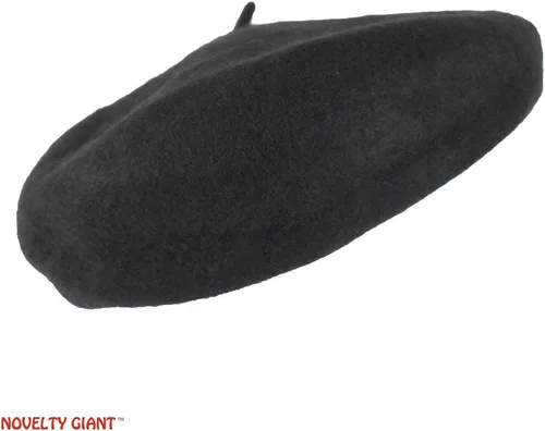 Vista 6 de 100% Lana Boina Negra Sombrero Parisino Francés, Negro