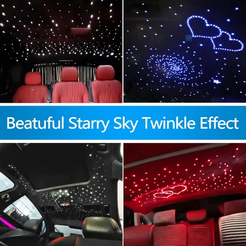 Vista 5 de ATOKEE Kit de Luminarias de Techo de Estrellas de 10W 150pcs 0.076cm 1.98m, Luces de Fibra Óptica con Efecto de Estrellas y Sonido Activadas