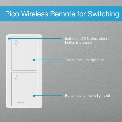 Vista 4 de Lutron Pico - Control remoto para interruptor inteligente Caseta, control de 2 botones, control de encendido/apagado, para uso en mesa o montaje