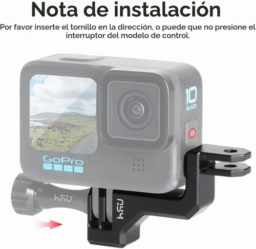 Vista 5 de HSU Aluminio 90° Soporte Vertical Adaptador Codo Montaje para GoPro Hero 13/12/11/10/9 accesorio de montaje vertical negro