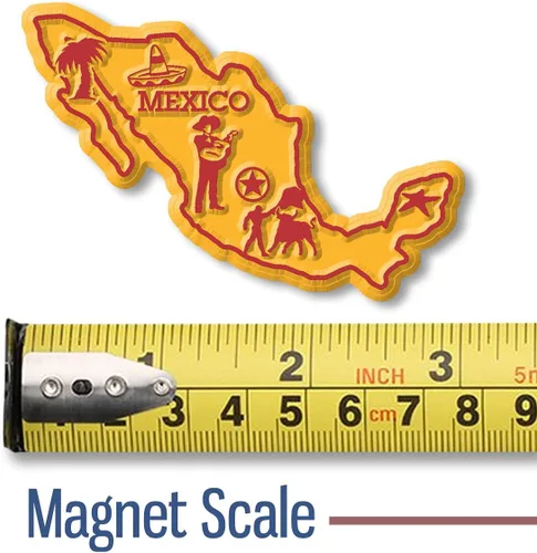 Vista 2 de Imán de mapa pequeño de México por Classic Magnets, recuerdos coleccionables de goma 3D estilo vintage y regalos fabricados en los Estados Unidos