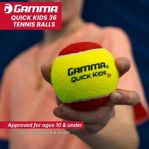Vista 5 de GAMMA Quick Kids Training Tennis Balls for Kids & Beginners, Low-Compression Core Reduces Speed & Bounce, Great for Tennis Practice, USTA & ITF