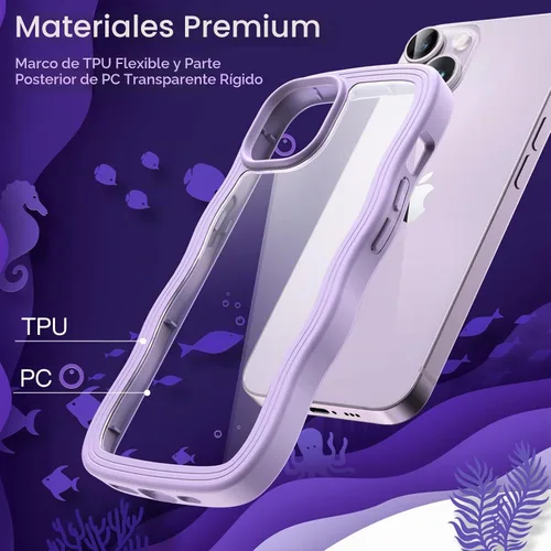 Vista 4 de JETech Funda ondulada para iPhone 14, color morado