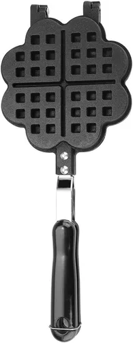 Vista 7 de HERCHR Molde para hacer gofres, de hierro fundido en forma de corazón, para panqueques, antiadherente, doble cara, molde para gofres con mango largo