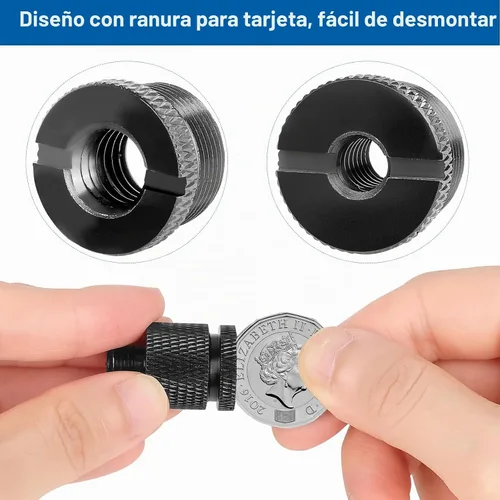 Vista 5 de Juego de adaptadores de soporte de micrófono, 8 adaptadores de rosca de micrófono, 5/8 hembra a 3/8 macho y 3/8 hembra a 5/8 macho, 5/8 hembra a 1/4