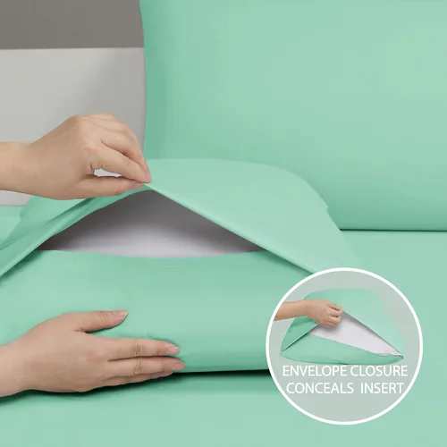 Vista 4 de Cathay Home Essentials Juego de sábanas de microfibra ultra suave, hipoalergénicas, resistentes a las arrugas, doble cepillado, color verde espuma