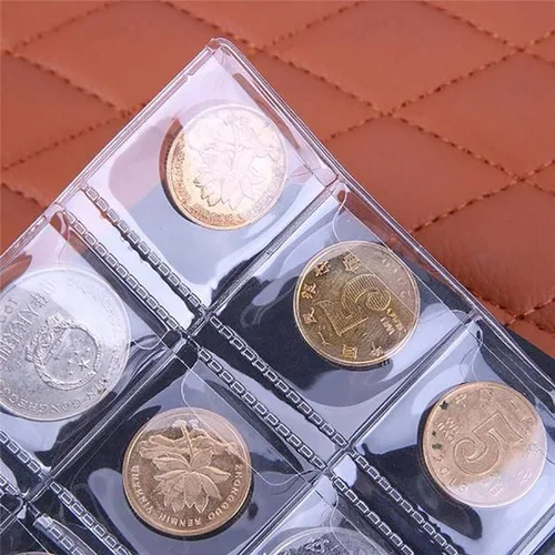 Vista 8 de Colección de 120 bolsillos para monedas, álbum de almacenamiento de monedas, libro para coleccionistas, bolsillo de centavo (negro)