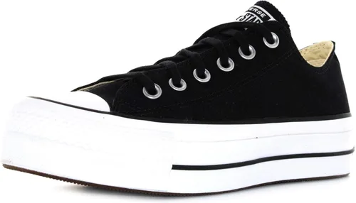 Vista 4 de Converse Chuck Taylor All Star Low Top (versión internacional), tenis deportivos para mujer de EE. UU, Elevador de lonaNegroBlancoBlanco