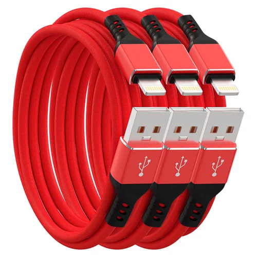 Vista 10 de Ironten Cable de carga para iPhone, certificado MFi de Apple, 1 paquete de 6 pies, color azul, largo, de carga rápida, sincronización de datos