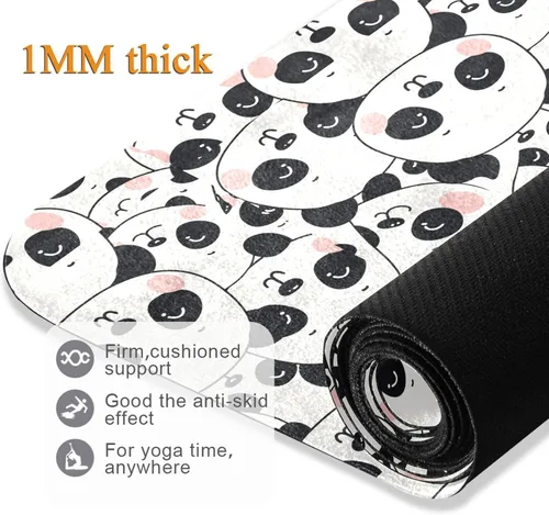 Vista 5 de Cute Pandas Yoga Mat Non Slip Thick Kids Eco Friendly Rubber Workout Foldable Yoga Mat Women Exercise