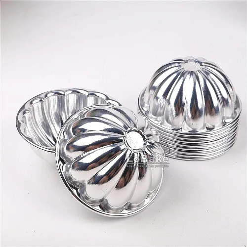 Vista 5 de LoBake Moldes ondulados de aluminio para tartas de flores y calabazas, 10 piezas, moldes para pudín de gelatina, moldes para magdalenas, R22.