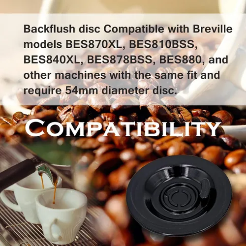 Vista 2 de HiWater Paquete de 2 discos de limpieza de café de 2.126 in compatibles con máquinas Breville Espresso BES870XL, BES810BSS, BES840XL, 100%