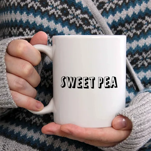 Vista 2 de Taza de café Sweet Pea – Taza de cerámica personalizada con nombre, taza personalizada, regalo personalizado de cumpleaños/Navidad, regalo