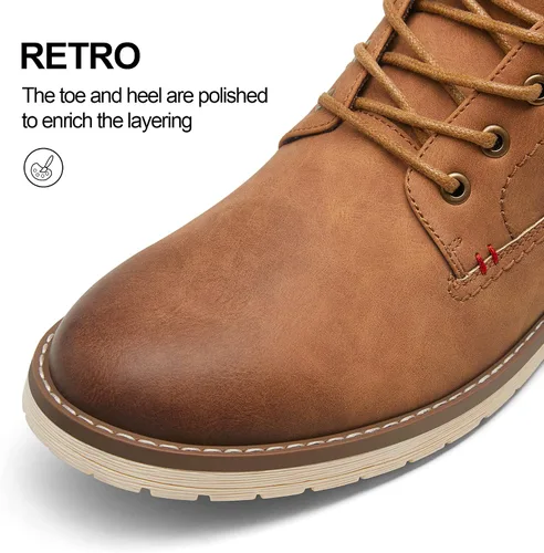 Vista 4 de Vostey - Botas tobilleras con cordones (Chukka), de senderismo, impermeables y estilo informal para hombre
