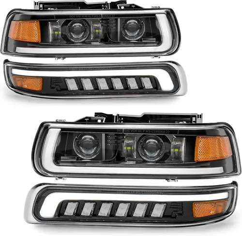 Vista 10 de Faros delanteros LED para Chevy Silverado 2000-2006 Suburban Tahoe 1999 Naranja