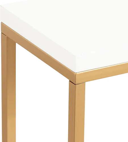 Vista 6 de Kate and Laurel Kaya Modern Glam - Mesa consola de 30 x 30 x 10 pulgadas, color blanco y dorado pintado, mesa rectangular de dos tonos con base