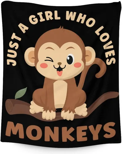 Vista 10 de Manta de mono para niñas pequeñas, tamaño de regazo de 30 x 40 pulgadas, manta de felpa suave y peluda para regalo, manta negra linda para cama, sofá