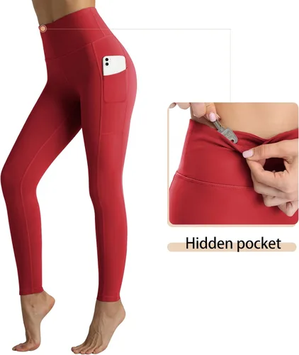 Vista 3 de RIMLESS 7 Leggings para mujer con bolsillos de cintura alta, pantalones de yoga de algodón para entrenamiento, correr, atletismo, pantalones capri